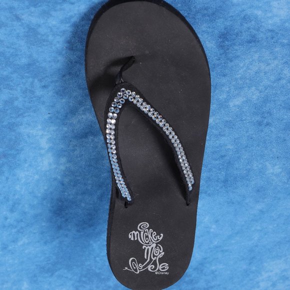 New Disney Mickey Mouse Crystal Flip Flops - sz 10 - Picture 1 of 5